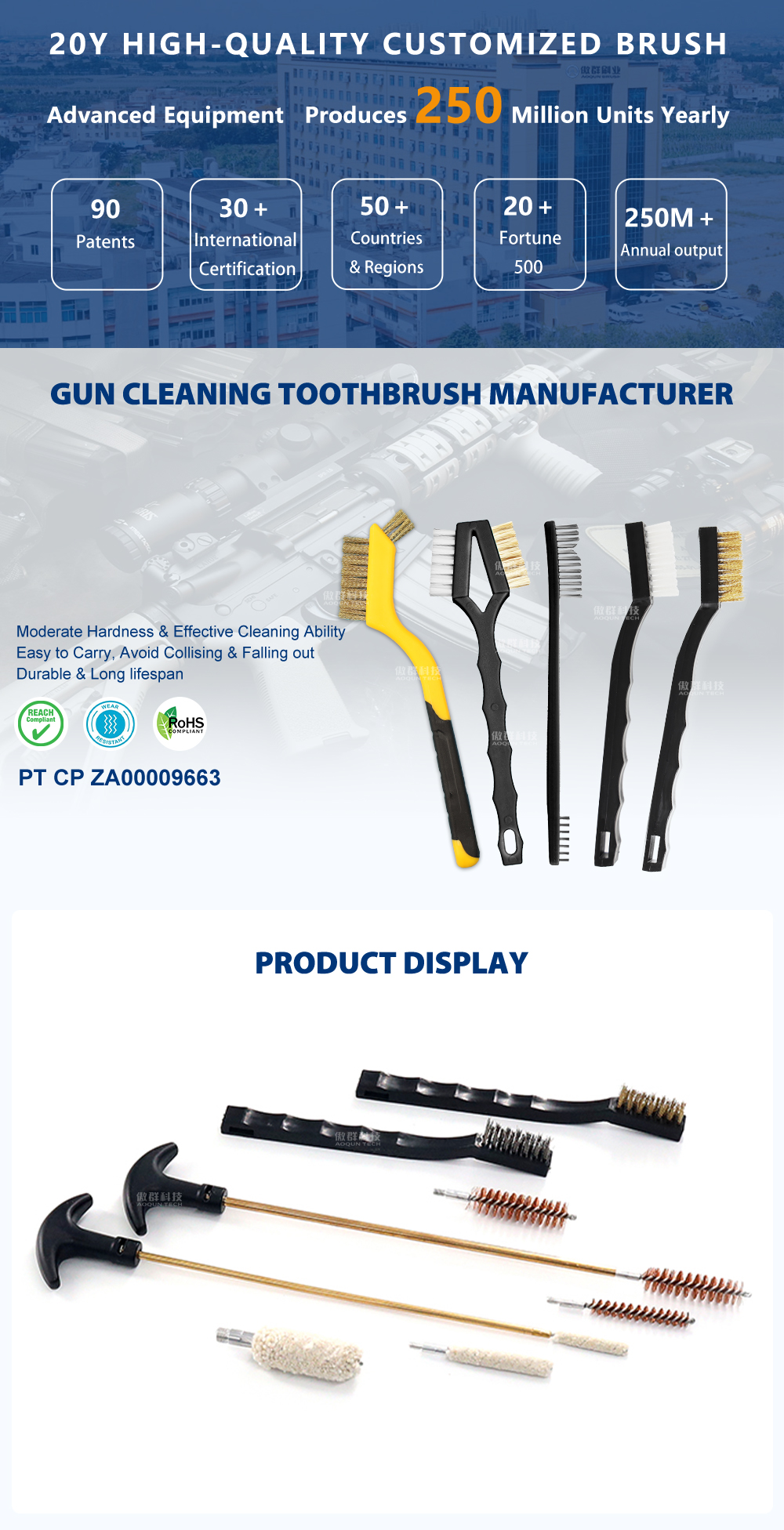 Nylon Stainless Steel Wire Bore Brushes for Gun Cleaning and Maintenance