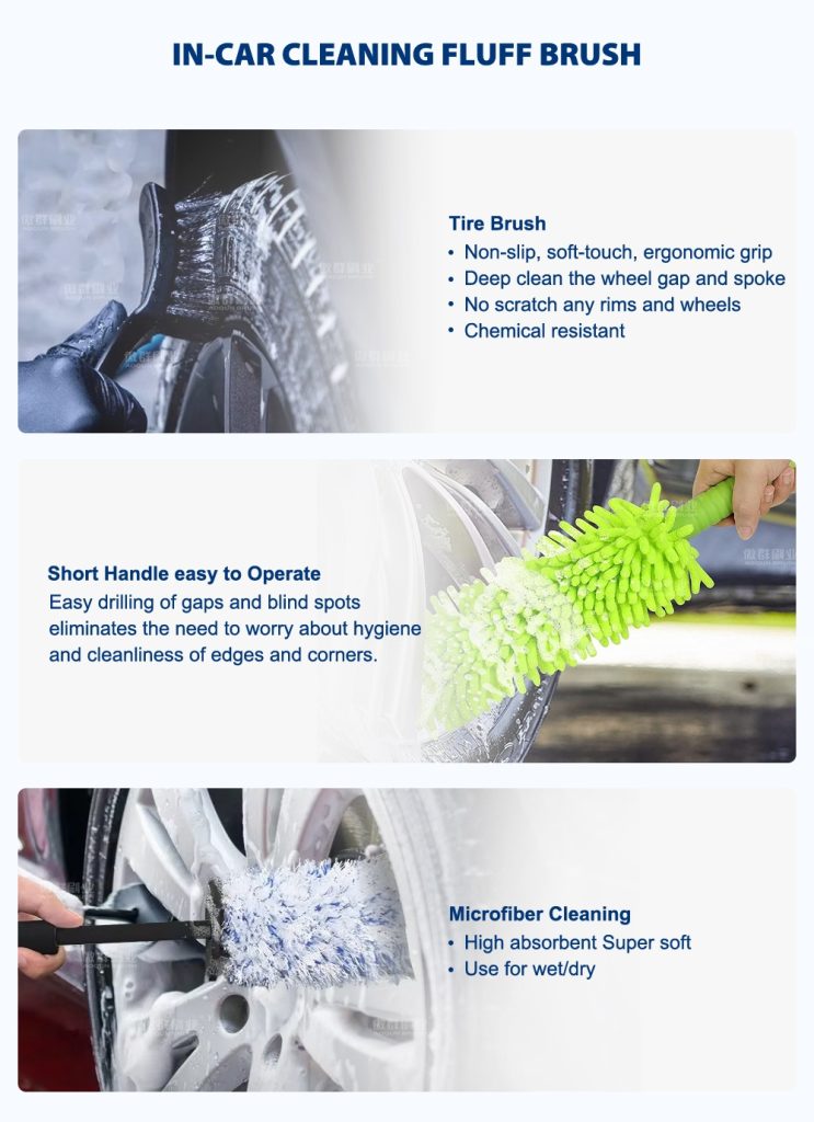 Wheel & Rim Brush | Soft Tire Cleaner Brush for Car Detailing