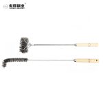 Grill Brush and Scraper for Barbecue | Wooden Handle and Replaceable Stainless Steel Bristles Head